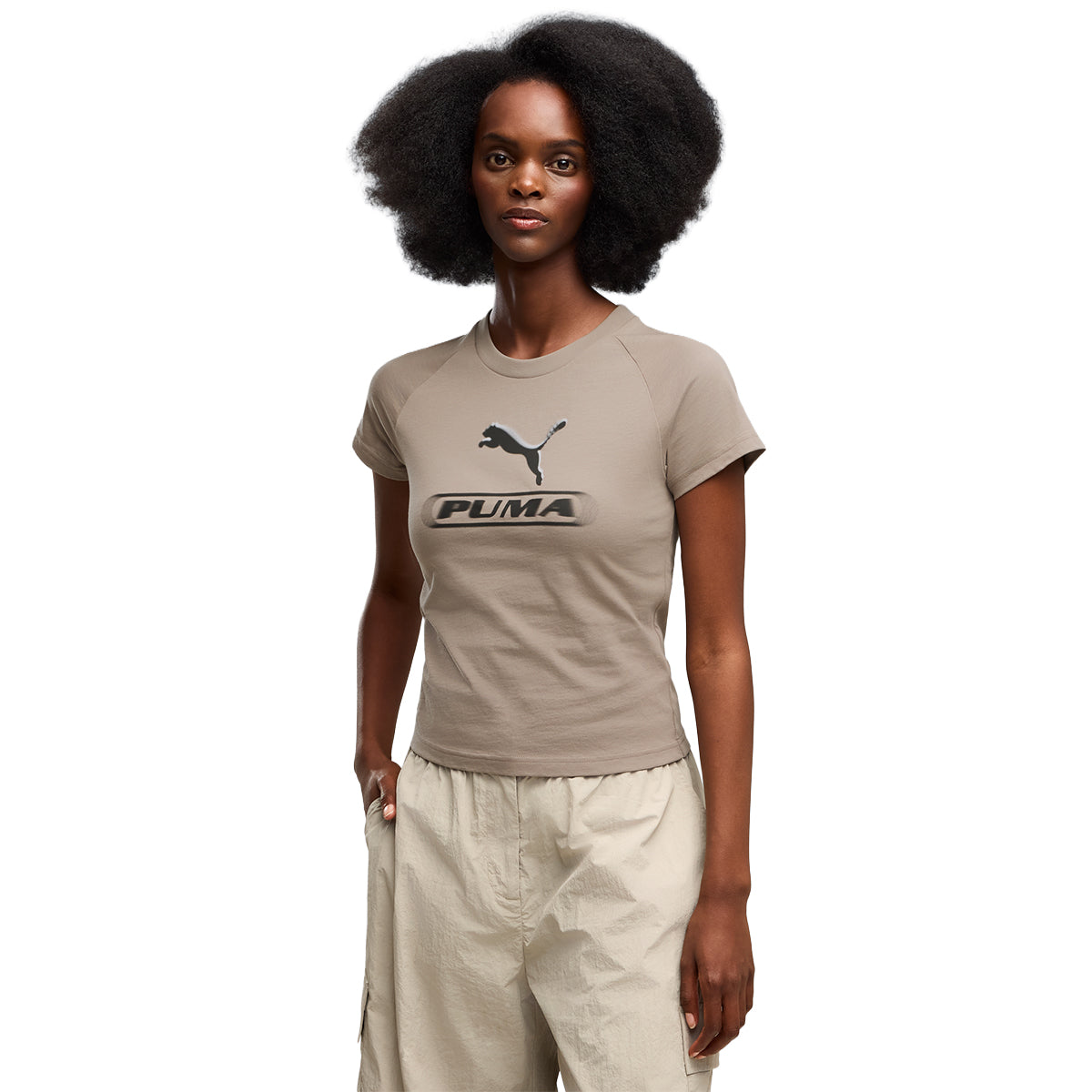 Remera Puma Sport Graphic Mujer Beige