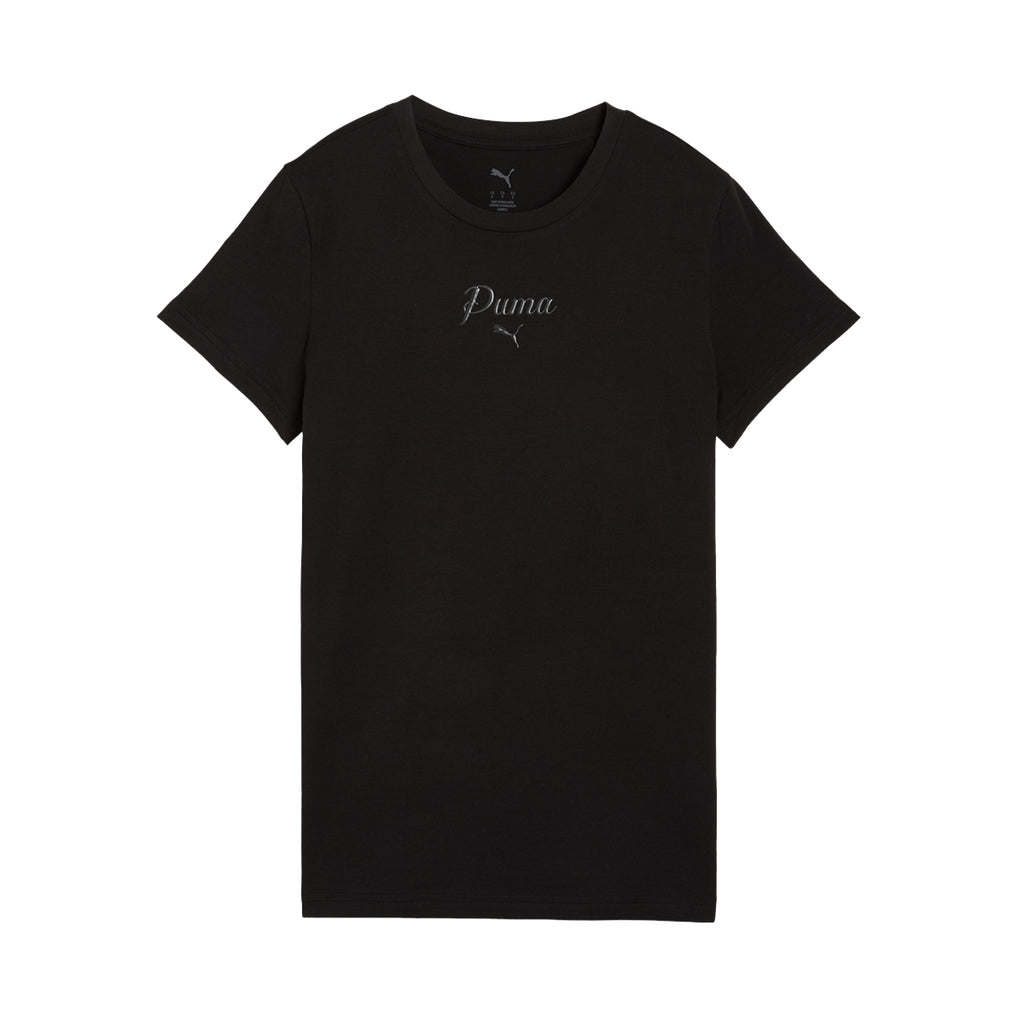 Remera Puma Essentials Script Mujer Negra