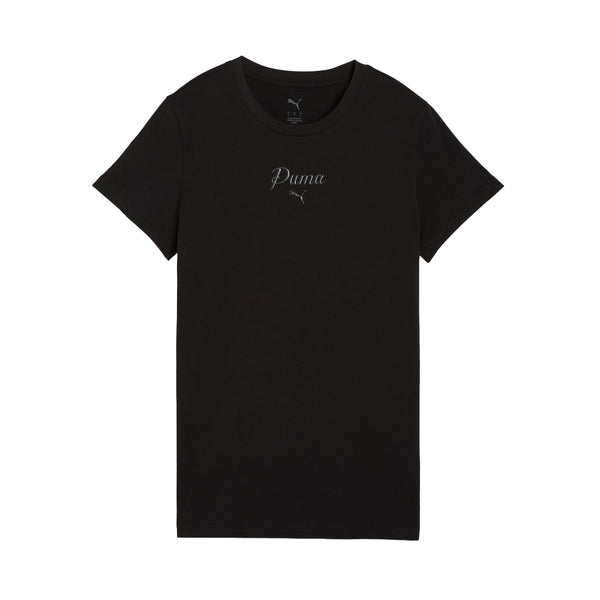 Remera Puma Essentials Script Mujer Negra