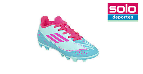 Botines De Futbol Adidas F50 Club FG/MG Messi Niño Niña Turquesa