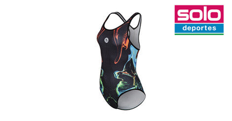 Malla Enteriza One Step Estampada Mujer Negra