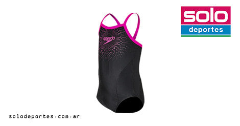 Malla Enteriza Speedo Gala Logo Thinstrap Niña Negra