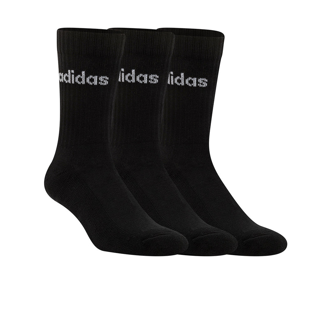 Medias Con Caña Pack X3 Adidas Linear Crew Negra