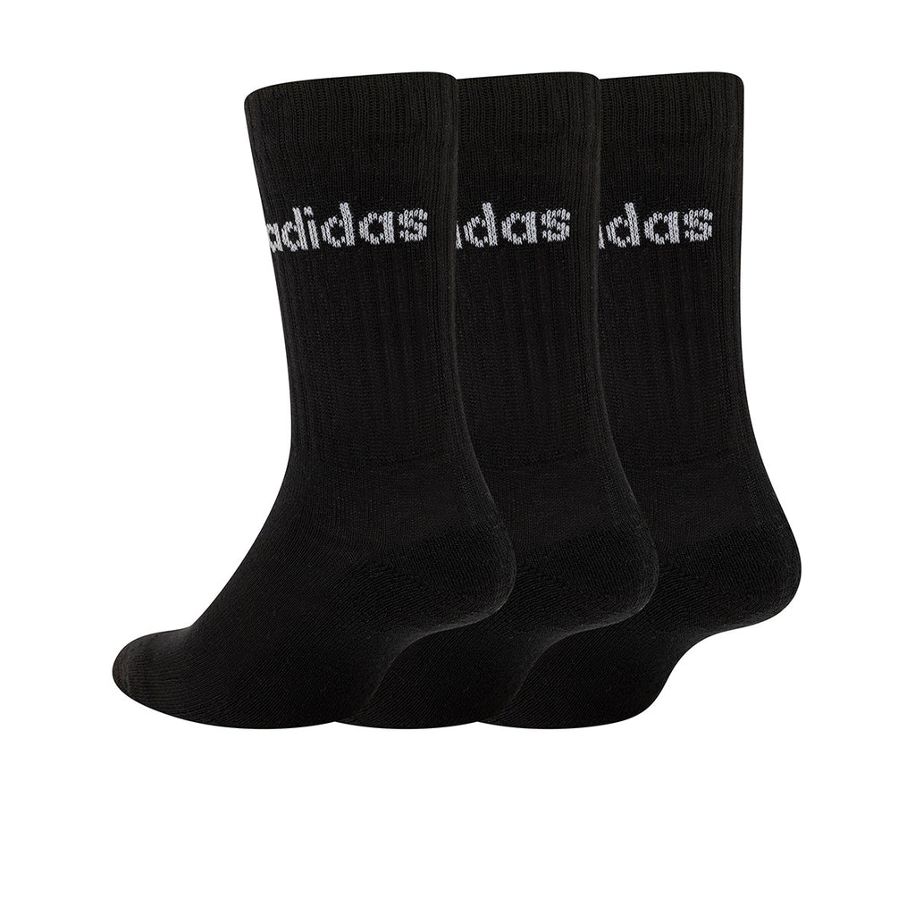 Medias Con Caña Pack X3 Adidas Linear Crew Negra