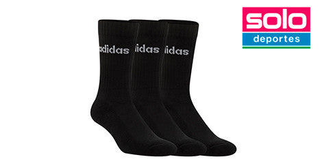Medias Con Caña Pack X3 Adidas Linear Crew Negra