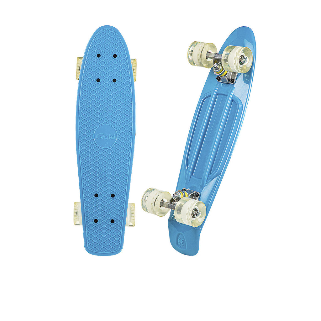 Mini Longboard Gold Luminiscente Celeste