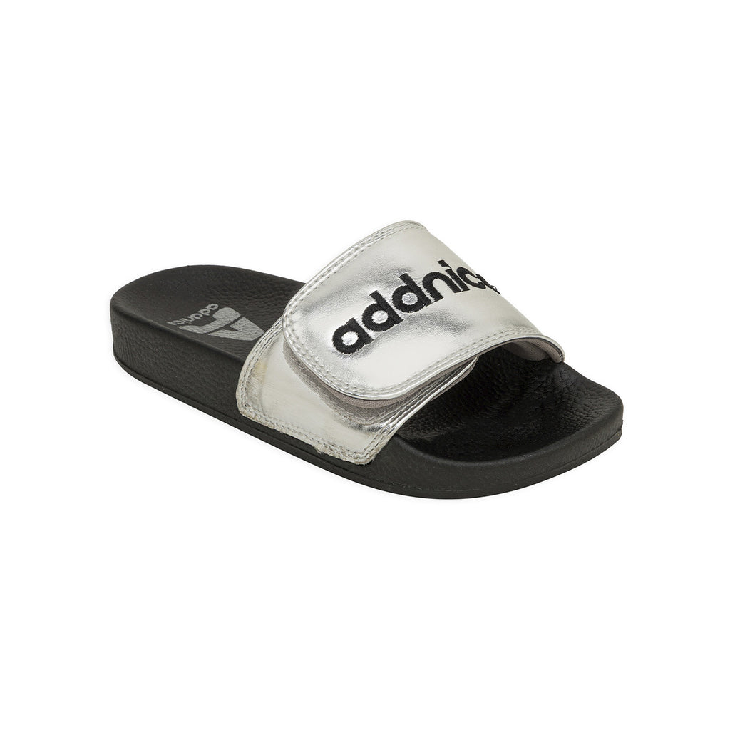 Ojotas Addnice Positano Con Velcro Niño Niña Plateada