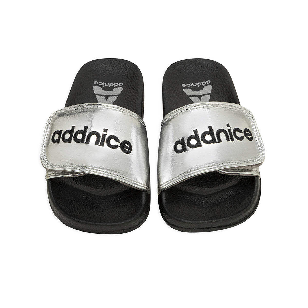 Ojotas Addnice Positano Con Velcro Niño Niña Plateada