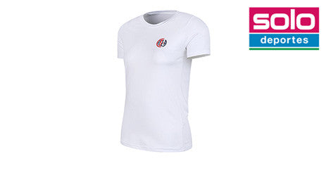 Remera De San Lorenzo Atomik Logo Mujer Blanca