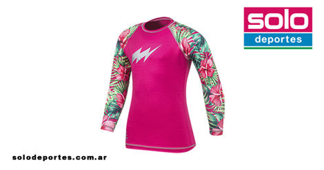 Remera UV50 Manga Larga Sublimada Flash Summer Niña Fucsia