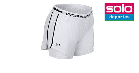 Short Con Calza Under Armour De Entrenamiento Tech Play Mujer Blanco
