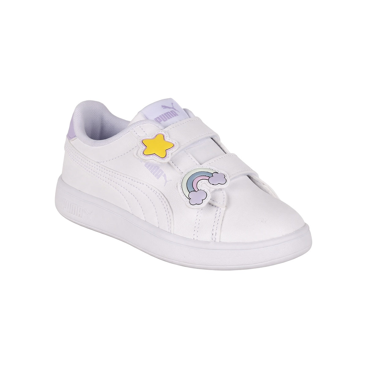Zapatillas Puma Smash 3.0 Badges Velcro Bebe Blanca
