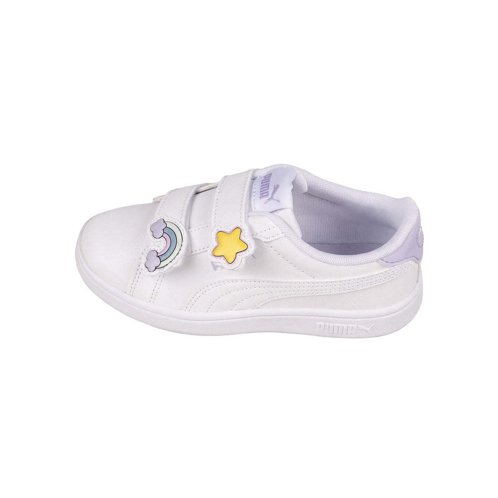 Zapatillas Puma Smash 3.0 Badges Velcro Bebe Blanca
