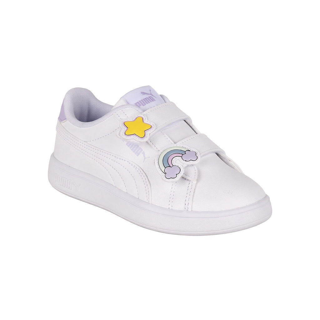 Zapatillas Puma Smash 3.0 Badges Velcro Bebe Blanca