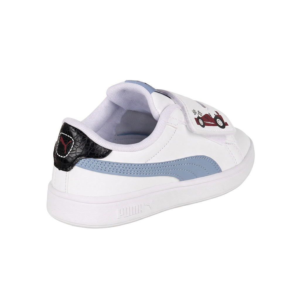 Zapatillas Puma Smash 3.0 Racing Crew Velcro Bebe Blanca