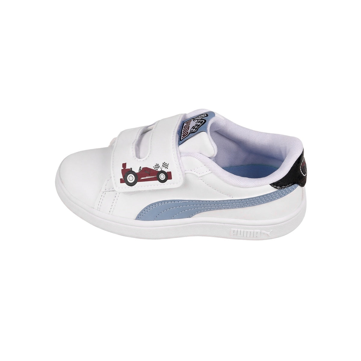 Zapatillas Puma Smash 3.0 Racing Crew Velcro Bebe Blanca