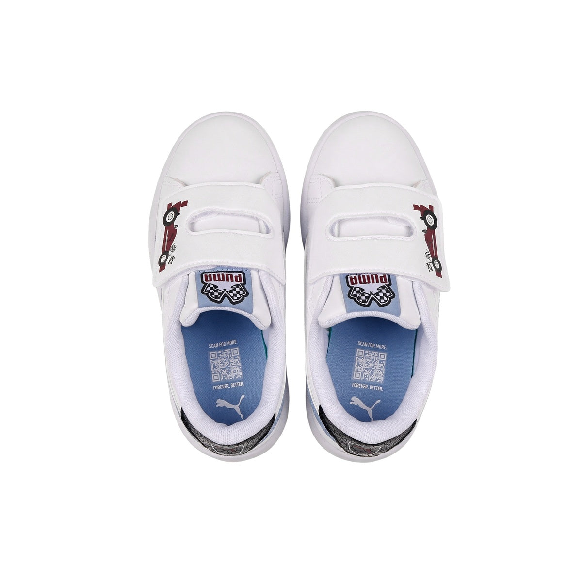 Zapatillas Puma Smash 3.0 Racing Crew Velcro Bebe Blanca