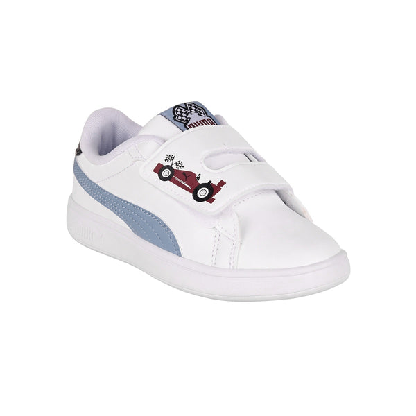 Zapatillas Puma Smash 3.0 Racing Crew Velcro Bebe Blanca